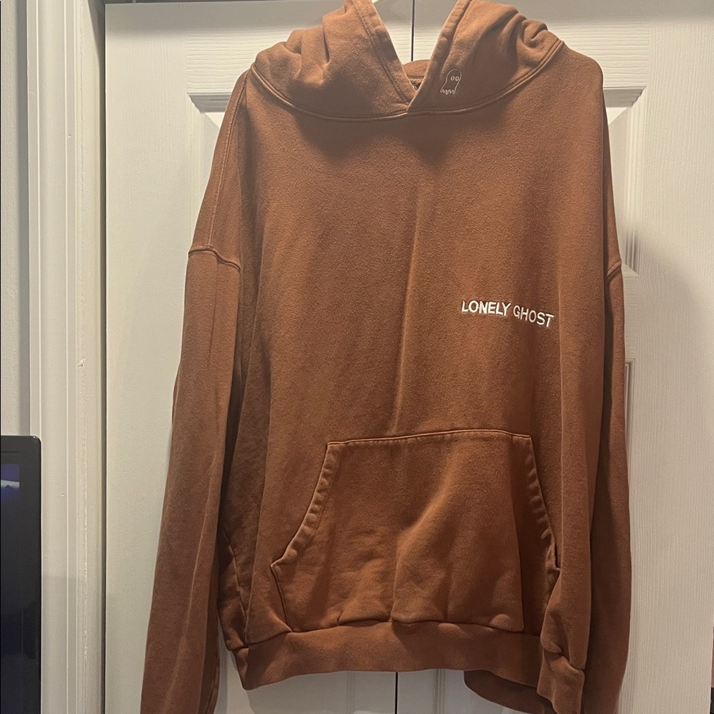 LONELY GHOST Brown Hoodie